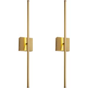 Hardwired Wall Sconces Set of Two，Modern Wired Wall Sconce, Dimmable LED Wall Light, 350° Rotate, 3000K Warm Light Indoor Wall Lamp for Bathroom, Living Room, Brushed Brass, 27.8 Inch
