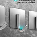 Adhesive Hooks, 8 Pack Towel Hooks Wall Hooks for Hanging, Stick on Hooks, Adhesive Towel Hooks for Bathroom Door Hanger Kitchen Closet Cabinet Stainless Steel-Brushed Nickel