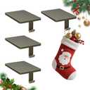 Christmas Stocking Holders for Mantle Set of 4, Heavy Duty Stocking Holder Hooks for Fireplace Tabletop Shelf Christmas Ornaments, Cast Iron Stocking Hangers Base, Bronze