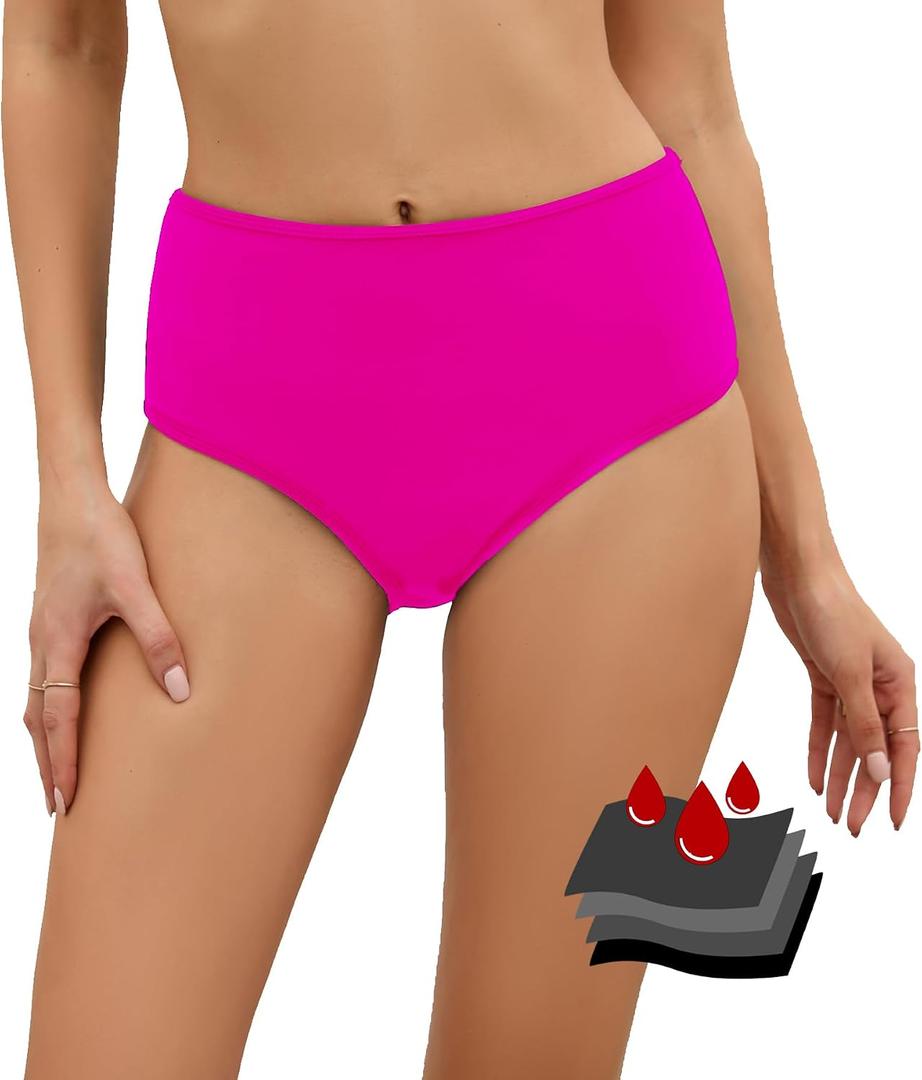 Leoparts Period Swimwear Leakproof Bikini Bottoms Black High Waisted Coverage Swimsuit Bottom for Girls Teens Women, Small