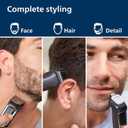 Norelco Philips Multi Groomer - 13 Piece Mens Grooming Kit for Beard, face, Nose, and Ear Hair Trimmer and Hair Clipper - NO Blade Oil Needed, MG3740/40