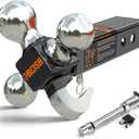 ORCISH 360 Swivel Trailer Hitch, Tri-Ball Mount with Heavy Duty Hook & Anti-Theft Lock, Chrome-Plated Trailer Ball Size 1-7/8", 2" and 2-5/16", Fit 2 Inch Hitch Receiver, Rotating Tow Hitch (Rotatable)