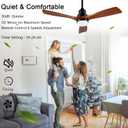 48" Wooden Ceiling Fans with Lighted Remote Control, Indoor Outdoor Wooden Ceiling Fan, Outdoor Modern Ceiling Fan with 3 Fan Blades for Patio, Living Room, Farmhouse, etc. (Black + Walnut)