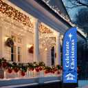 7 ft Celebrate Christmas Feather Flag with Pole Kit Outdoor Christmas Windless Swooper Flag Religious Banner for Outside Church Decoration Holiday Xmas Party Supplies