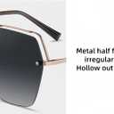 HEPTICS Oversized Aviator Sunglasses, Polarized UV Protection, Metal Half-Frame, Rose Gold Frame with Gray Gradient Lens,Retro Sunglasses for Men Women