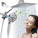 10'' Magnetic Rain Shower Head with Handheld Spray Combo, 8+2 MODE Built-in Power Wash, Stainless Steel Showerhead with Extension Arm and Long Hose, Chrome