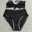 Blooming Jelly Womens High Waisted Bikini Set Tie Knot High Rise Two Piece Swimsuits Bathing Suits S, Black B9