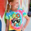 LUKYCILD Kids 100 Days of School Shirts 100 Days Celebration Tshirt Toddler Funny Letter Print Tee Top Boys Girls Outfits (3-4T, Tie Dye)