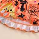 Kislio Toddler Baby Girls Fall Winter Clothes Pumpkin Ghost Shirt Tops Ruffle Pants Set Infant Thanksgiving Outfits 3PCS (6-12 Months)