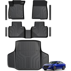 Floor Mats for Honda Accord 2018-2022, All Weather Floor Mats Trunk Cargo Liner and Door Sill Guards Accessories, Full Coverage Set