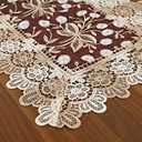 Lace Floral Embroidery Table Runner, Polyester Rectangle Transparent Dresser Scarf for Home Dining Room Tabletop Decoration, 16 x 78 Inches, Beige