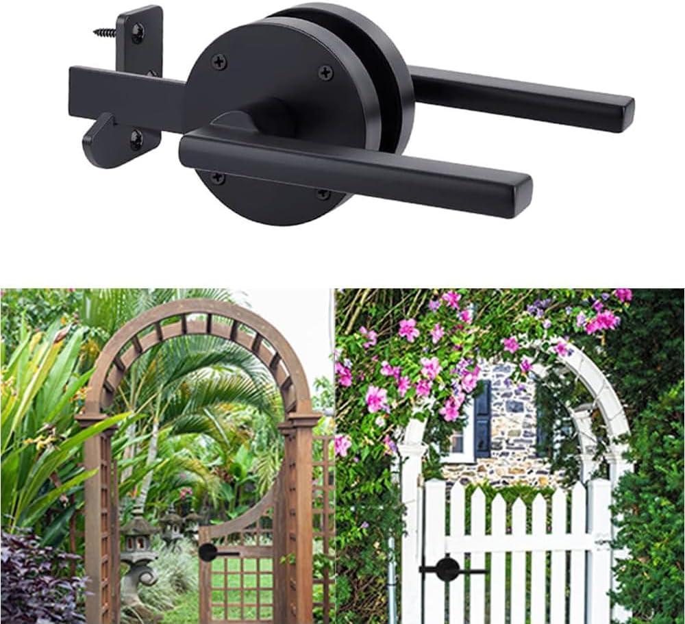 Double Side Gate Latch, Adjustable Heavy Duty Swinging Door Latch Gate Hardware for Right Inswing Outdoor Fence, Wooden Gates, Pool Gate, Backyard, Garden