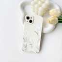 NITITOP Compatible with iPhone 13 Case Cute Flower Floral Tulip Pattern for Women Girls Trendy Slim Fit TPU Bumper Silicone Shockproof Full Camera Protection Cover - White