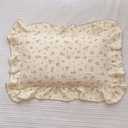 JadeRich 1 Pack Floral Bed Pillow Covers Soft Cozy Breathable All Cotton Yarn 20x30 Inch Ruffle Pillowcases (Olive)