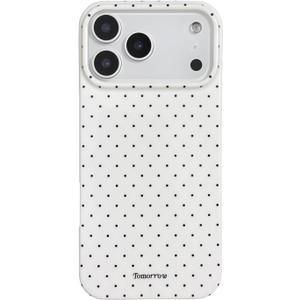for iPhone 17 Pro Max Case Cute Fashion Polka Dot Aesthetics Women Girly Stylish Protective Soft Shockproof Phone Case White