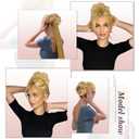 RUWISS Claw Clip Messy Bun Hair Piece Real Human Hair Buns Wavy Curly Chignon Hair Bun Extensions Tousled Updo Hair Buns Claw Clip Ponytail Hairpieces (Brown Mixed Light Blond)
