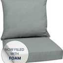 Arden Outdoor Foam Deep Seat Cushion Set, 24x24, Premium High-Density Foam, Never Flattens, Weather-Proof for Patio Chair Sofa Couch, Stone Grey Leala