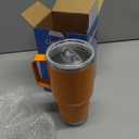 30 oz Tumbler with Handle and Lid, Stainless Steel Tumblers Double Wall Vacuum Insulated Travel Mug Leak Proof Cup Keep Drinks Cold and Hot Orange, 1 Pack