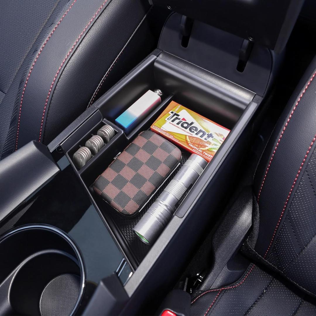 TACORBO Center Console Organizer Compatible with Hyundai Elantra 2021 2022 2023 2024 2025 Accessories with Auto Hold System, NOT Fit Manual Handbrake Models (Black)