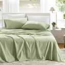 Comfort Spaces 100% Cotton Sheets Twin, Breathable & Soft Cotton Sheets, Naturally Cool Cotton Bed Sheets with 12" Elastic Pocket Fits up to 14" Mattress, All Seasons Sheet Set, Sage Green 3 Piece