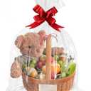 Clear Gift Bags 10 PCS 16x24 Inches Large Cellophane Wrap for Gift Baskets Wrapping Plastic with Ties for Gift Giving, Packaging Products