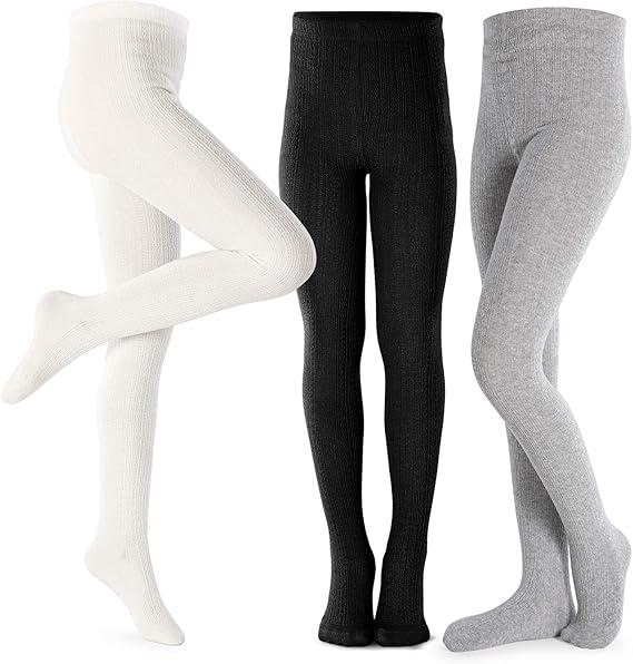 Girls Tights Toddler Cable Knit Cotton Footed Seamless Dance Ballet Baby Girls' Leggings 3 Pack