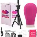 Neverland Beauty & Health Wig stand with Head,Wig Head Mannequin Head with Wig Stand Tripod,Manikin Canvas Head Set for Wigs Making Display with Wig caps,T Pins Set Bristle Brush(Red)