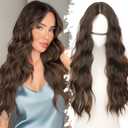 Balayage Dark Brown to Chestnut Long Wavy Wig for Women, Pre-Cut HD Lace Natural Hairline, Glueless Middle Part, Synthetic Fiber for Daily and Party Use, 26Inch