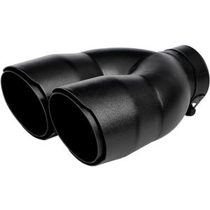 Black Dual Exhaust tip - 2.5" ID x 7"OD x 8.5"L - Double Wall Clamp On Muffler Tail Pipe Stainless Steel Black Coated