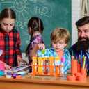 Weewooday 12 Pieces Jumbo Test Tubes with Stand Set, Primary Science Including 5 Jumbo Test Tubes, 6 Pieces Liquid Droppers Silicone and 1 Piece Storage Stand, Multi Color, Ages 6 and Above