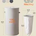 126L Laundry Hamper with Lid, Laundry Basket, Laundry Room, Gray, 16"L x 16"W x 29.5"H