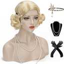 20s Finger Wave Wig - Women's Blonde Flapper Vintage Short Curly Wig