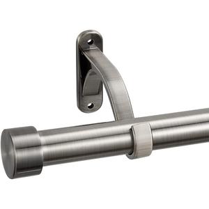 1-Inch Diameter Curtain Rod, Adjustable Rod Set with Premium Aluminum Brackets and Finials, Single Heavy-Duty Curtain Rods for Windows (Matte Brushed Grey, 48-86")