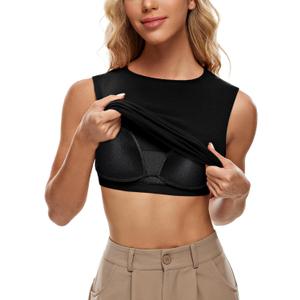 Wingslove Tank Top with Built in Bra for Women Shelf Bra Workout Tank Tops for Spring and Autumn (Medium, Black)