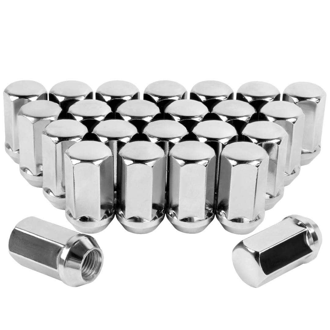 Set of 24 M14x1.5 Lug Nuts Compatible with Silverado Tahoe Suburban Tahoe Sururban Escalade Xt6 Xt5,7/8 Hex 1.77-Inch OEM Factory Style Large Acorn Socket Chrome Wheels Lug Nuts
