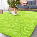 OLANLY 8x10 Machine Washable Large Area Rugs for Living Room, Bedroom, Soft Fluffy Shaggy Bedside Rug, Indoor Floor Carpet for Kids Girls and Boys, Dorms, Nursery, Home Decor Aesthetic, Lime Green