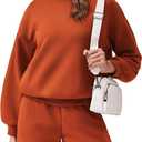 PINSPARK Two Piece Sets for Women 2024 Fall Outfits Sweatsuit 4 Pockets Sweat Short Sets Casual Matching Set Travel Tracksuit (X-Large, Orange)