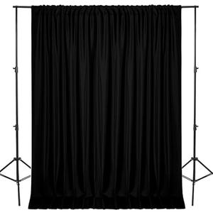 DWCN 10x7 FT Black Backdrop Curtains for Parties, Photography Backdrop Drapes with Rod Pockets for Wedding Decorations Stage Birthday Family Gatherings, 2 Panels 5ft x 7ft