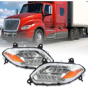 International Lt625 Headlights Fits 2018-2023,Reflector LED Headlamp Assembly,Chrome Pair(Silver Bowl)