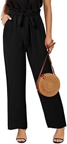 SySea Womens High Waisted Leopard Print Palazzo Pants Belted Wide Leg Long Trousers with Pockets, Size: XL