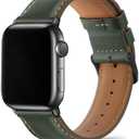 Tasikar Bands Compatible with Apple Watch Band 42mm (Series11/10) 41mm 40mm 38mm Men Genuine Leather Replacement Bands Compatible with Apple Watch SE Series 11 10 9 8 7 6 5 4 3, Green