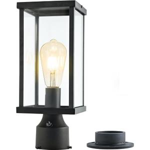 Dusk to Dawn Outdoor Post Lights, Outside Post Light Fixture Waterproof, Post Lights Outdoor with Pier Mount Base for Garden, Patio,Yard, Pathway.Black-1 Pack