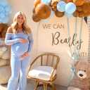 Baby Shower Balloon Arch Backdrop with Little Bear Theme Wall Stickers, We Can Bearly Wait Wall Decor Stickers, Blue and Beige