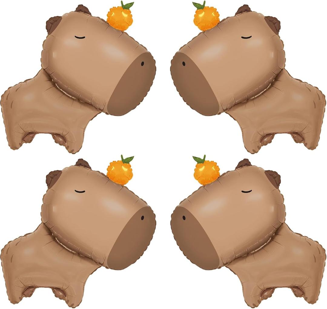 Capybara Birthday Party Decoration balloons,4pcs 37inch capybara foil mylar balloons for cappy party decoration