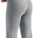 OMKAGI Womens Lounge Set Lace Square Neck Long Sleeve Tops Wide Leg Pants 2 Piece Outfits (Gray, L)