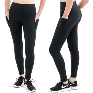 SATINA High Waisted Leggings for Women - Comfortable and Stretchy in Versatile Sizes and Colors - Workout Yoga Leggings Set (Black)