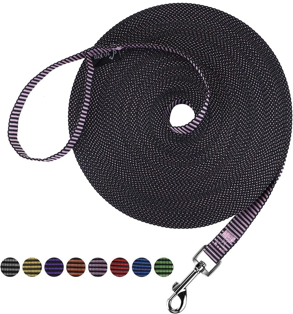 Hi Kiss Dog/Puppy Obedience Recall Training Agility Lead -  100ft Training Leash - Great for Training, Play, Camping, or Backyard(100ft,BL+PK)