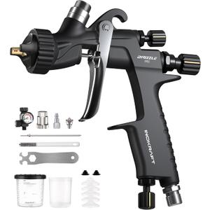 InoKraft Drizzle Pro LVLP Spray Gun, Precise Low-Overspray Performance with Ultra-Light 340g Design. Includes 1.3B/1.3C Nozzles and Accessories, Ideal for Automotive and Industrial Coatings