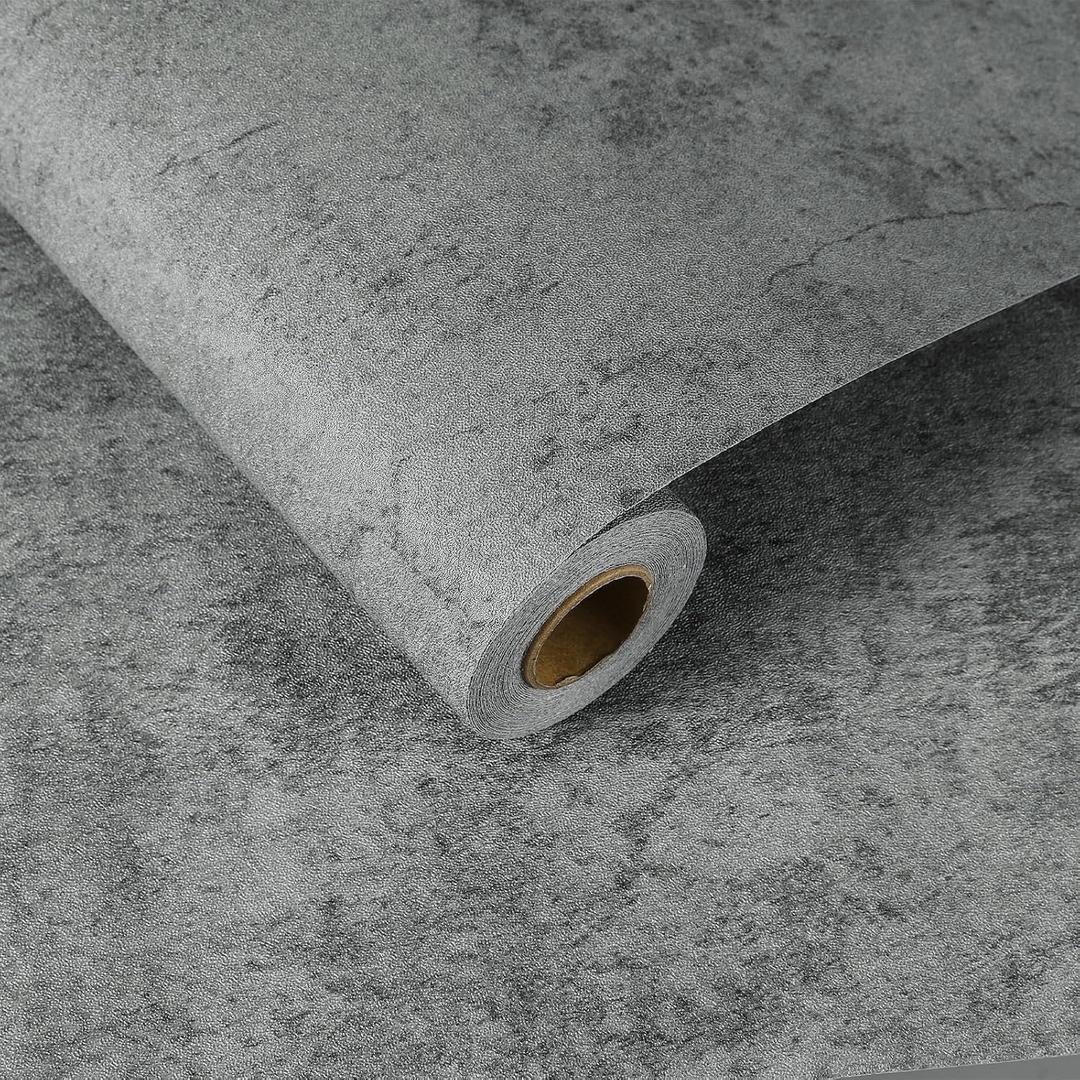 uxcell 31.5"x197" Concrete Wallpaper, Industrial Concrete Cement Contact Paper Vinyl Stained Matte Self Textured Adhesive Wallpaper for Kitchen Countertop Cabinet Bathroom, Cement Grey