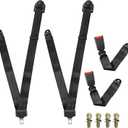 2PCS 3 Point Golf Cart Seat Strap Pads, Adjustable 3 Point Seat Harness Kit for Go Kart, Club Golf Cart, UTV, VR, Minivan Van, SUV, Vehicles (Black)